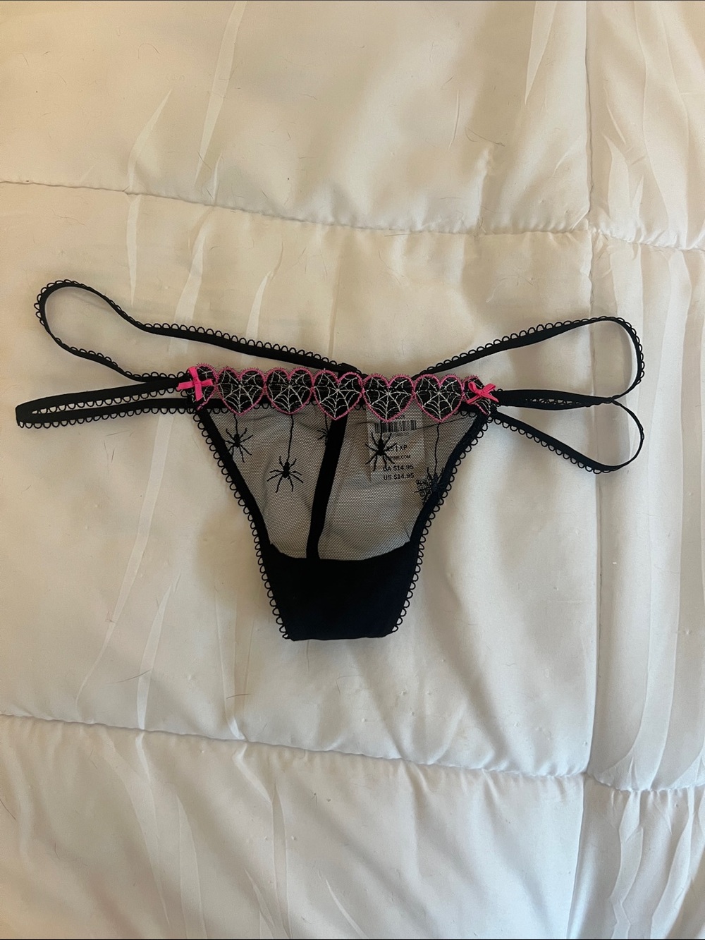 NWT! VS Pink Spider Embroidery V String Panty